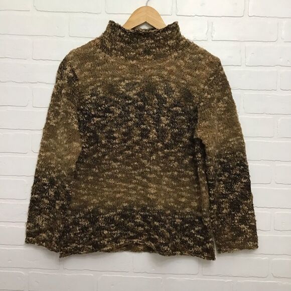 SPANNER Petite Wool blend sweater brown tan cream size small cottage cas… - Picture 2 of 10